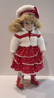 Designs by Yoko 19" Doll Ice Skating Scandinavian Winter Blonde With Box and Tag